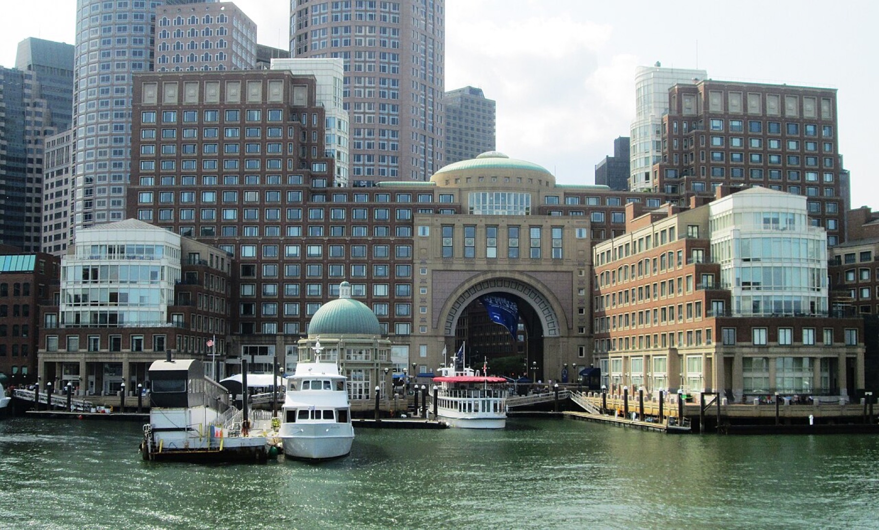 Rowes Wharf seen from Boston Harbor