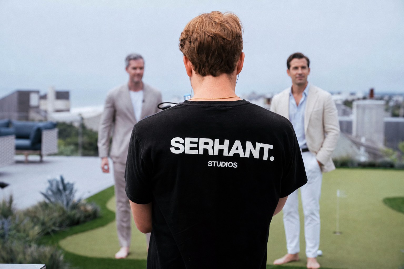 SERHANT. Studios production team filming a luxury property